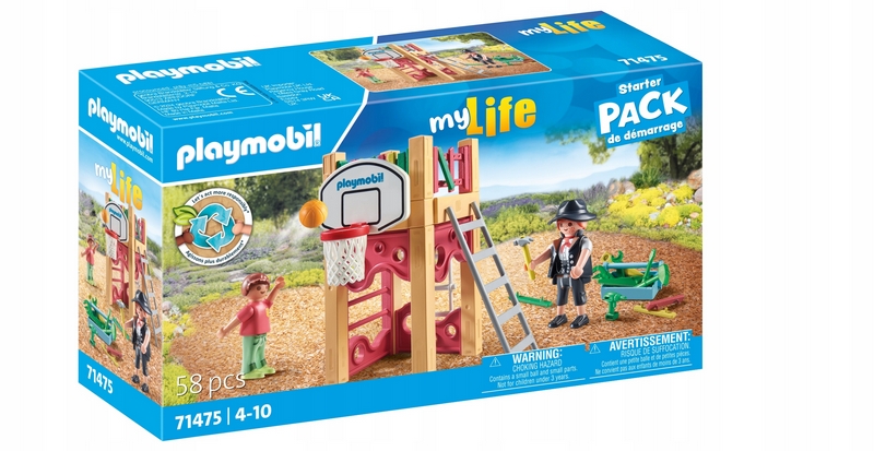 PLAYMOBIL 71475 Štartovací balíček Tesár v práci Mestský život Basketbalové ihrisko